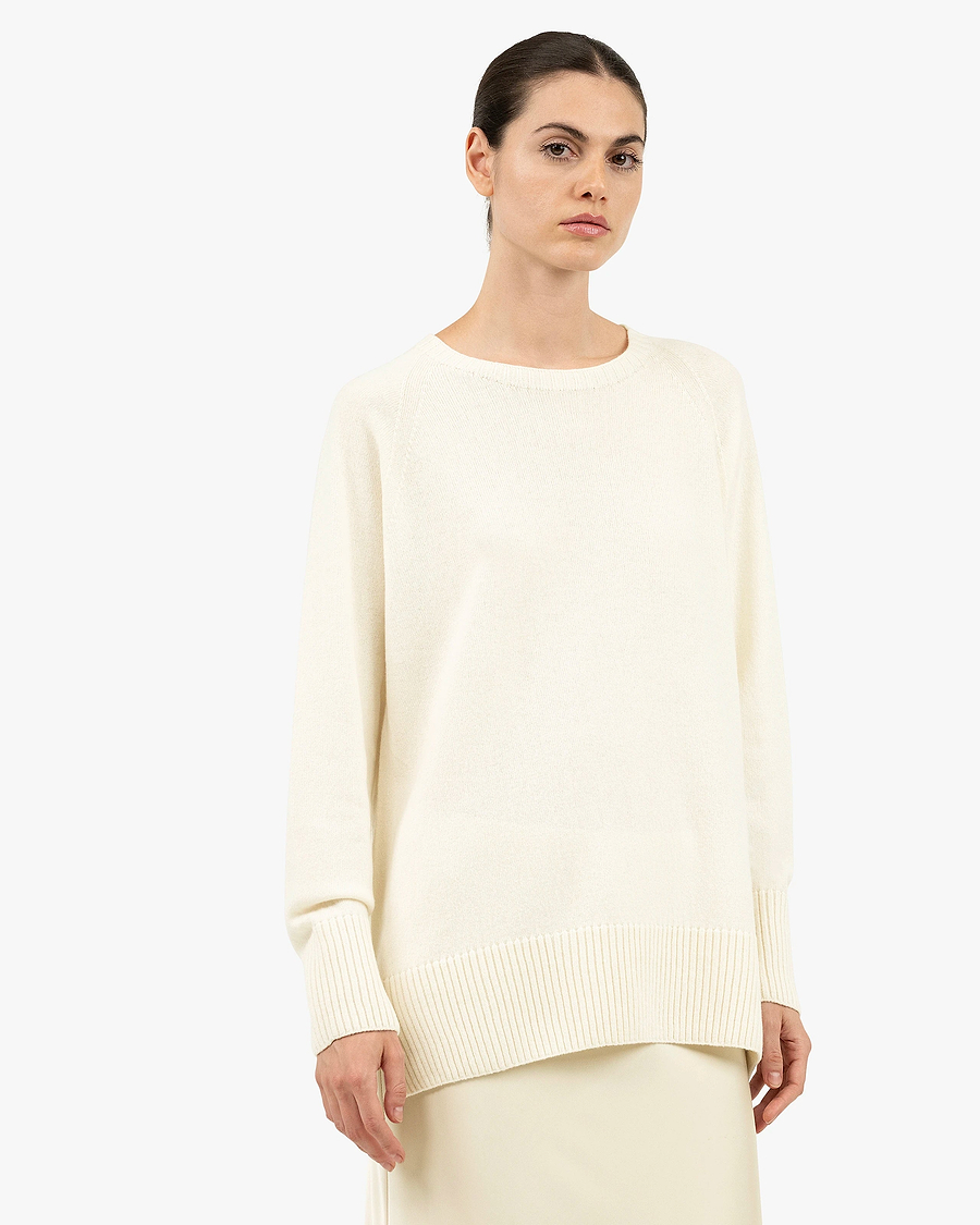 Mosel Maxi Boat Neck - White Cashmere