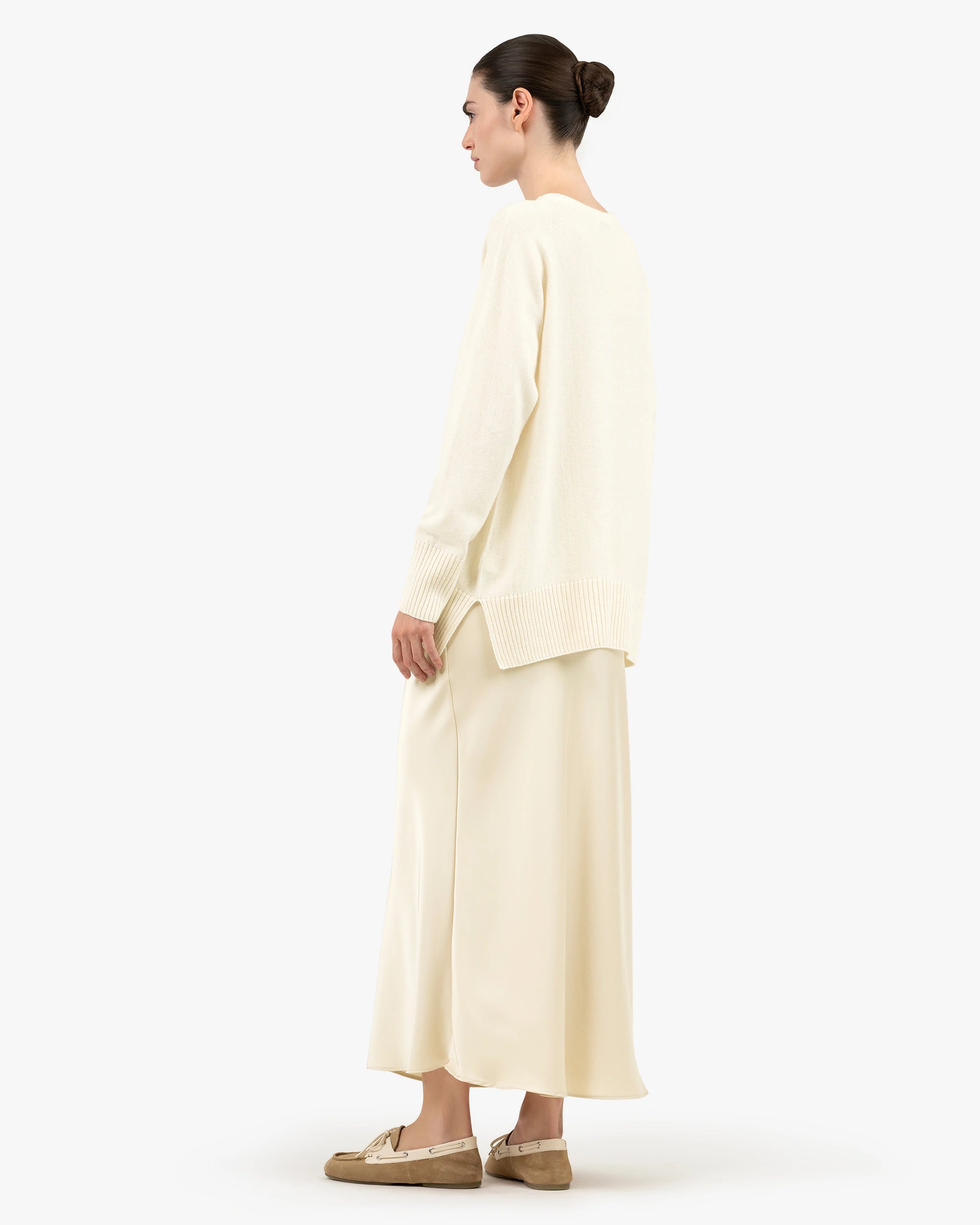 Mosel Maxi Boat Neck - White Cashmere