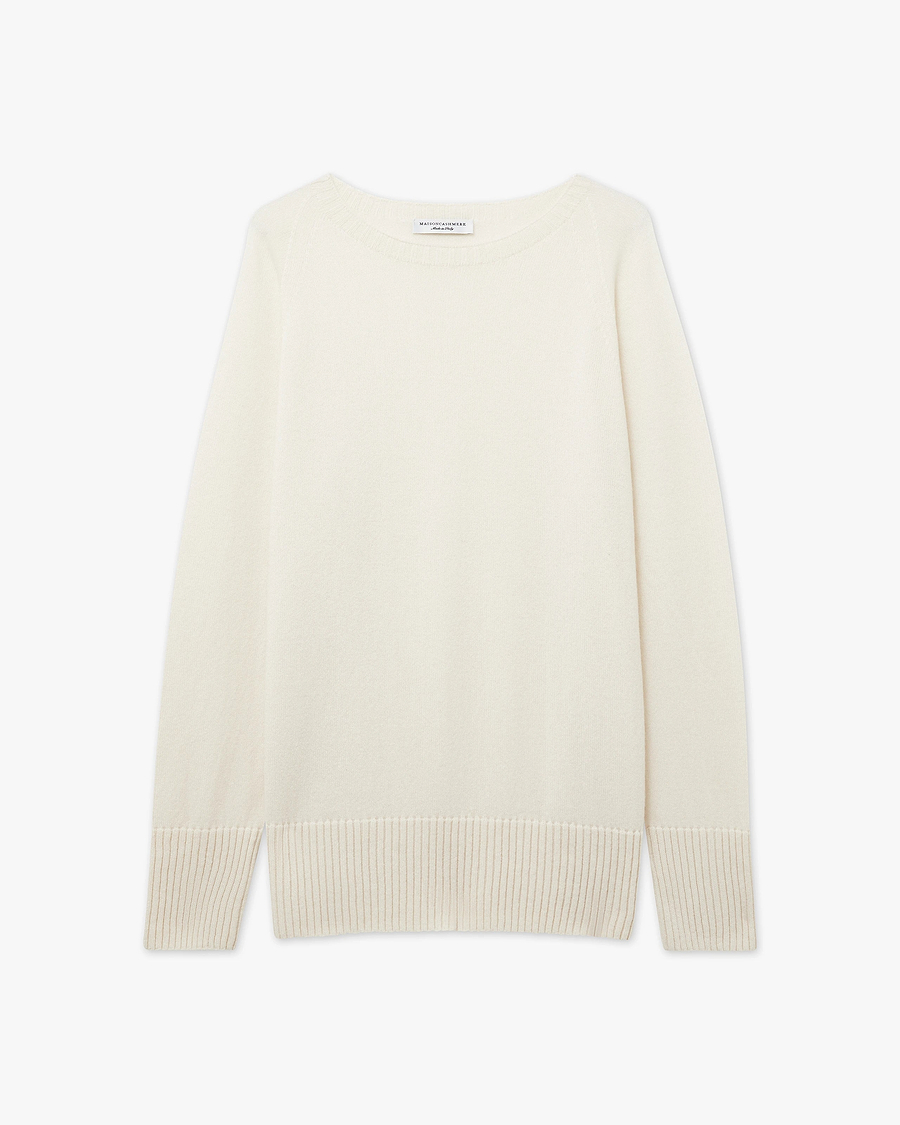 Mosel Maxi Boat Neck - White Cashmere