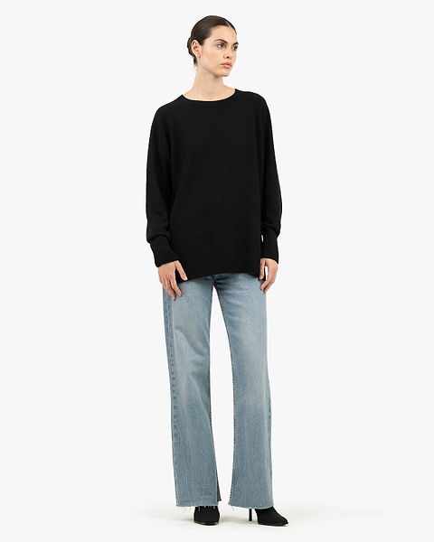 Mosel Maxi Boat Neck - Black Cashmere