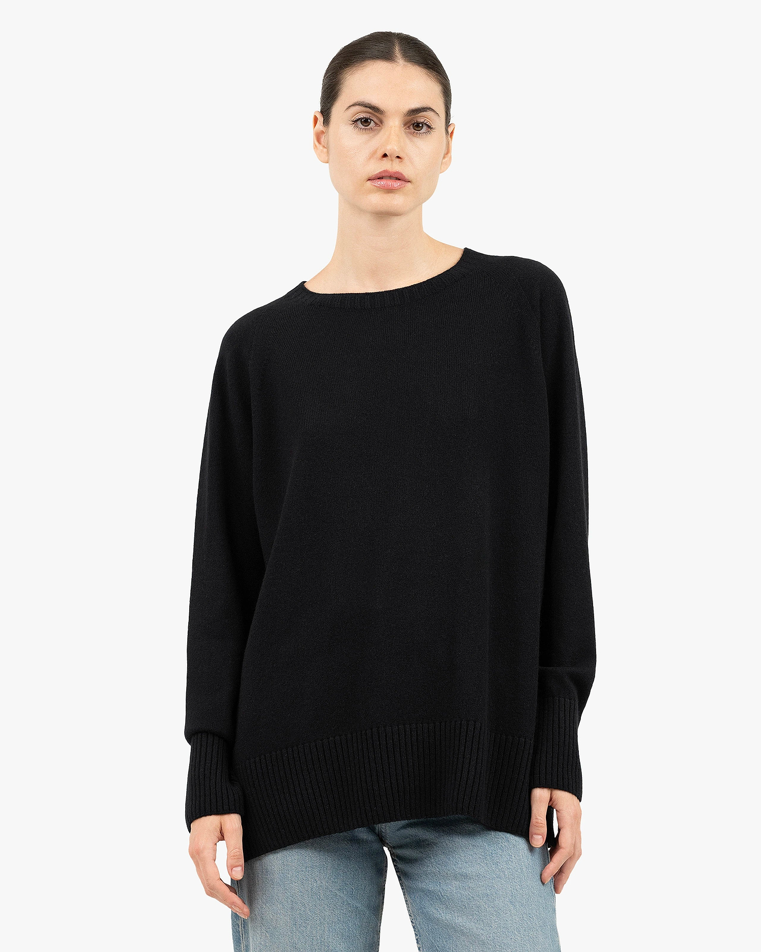 Mosel Maxi Boat Neck - Black Cashmere