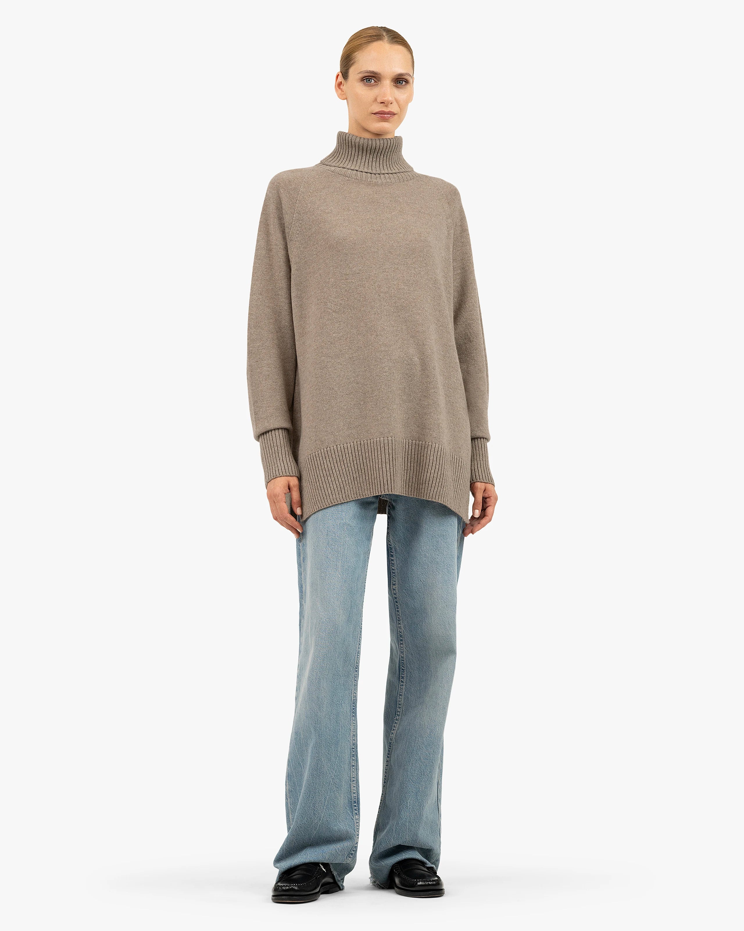 Mosel Maxi Turtleneck Sweater - Taupe Cashmere