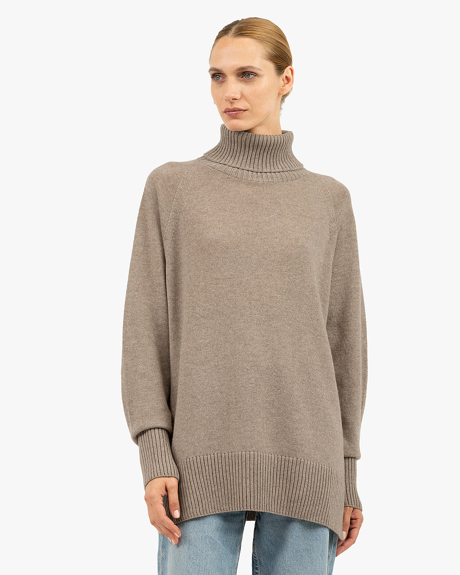 Mosel Maxi Turtleneck Sweater - Taupe Cashmere