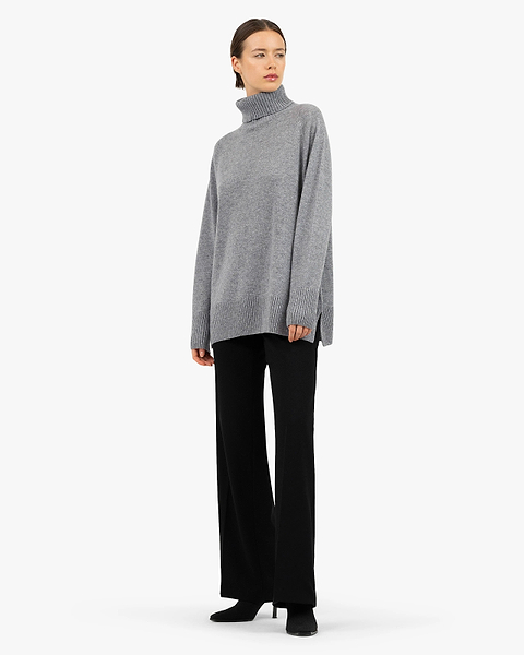 Mosel Maxi Turtleneck Sweater - Medium Grey Cashmere