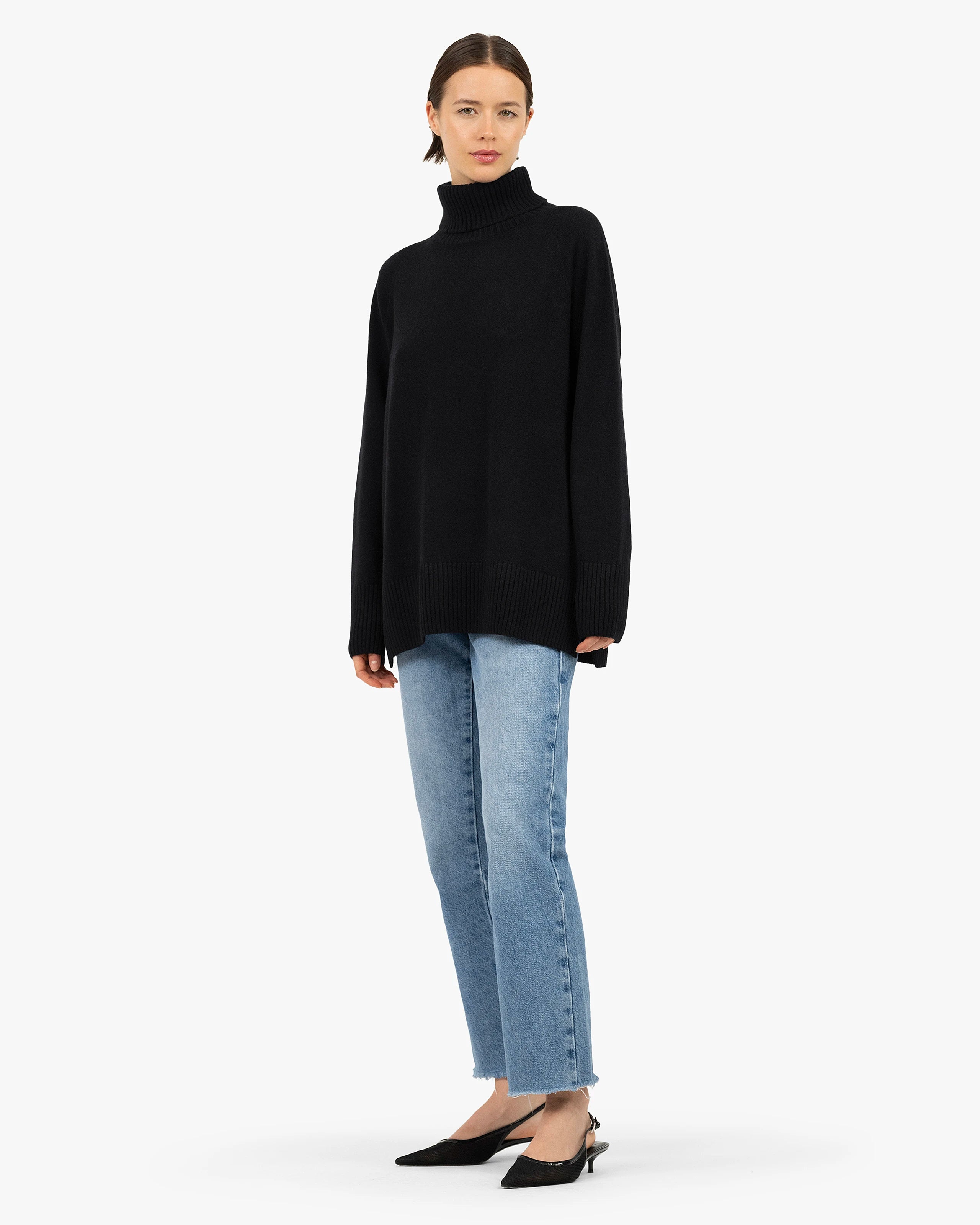 Mosel Maxi Turtleneck Sweater - Black Cashmere