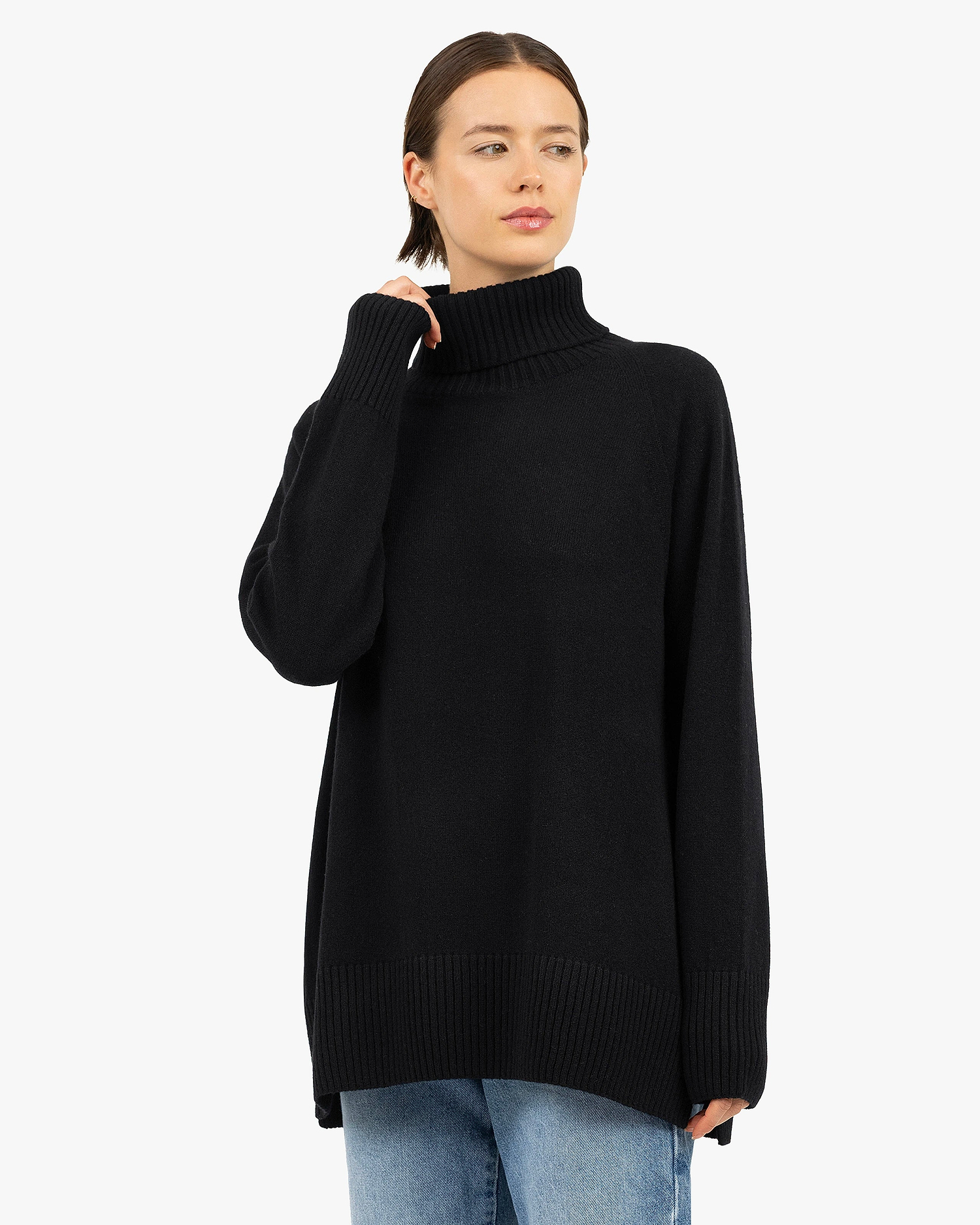 Mosel Maxi Turtleneck Sweater - Black Cashmere