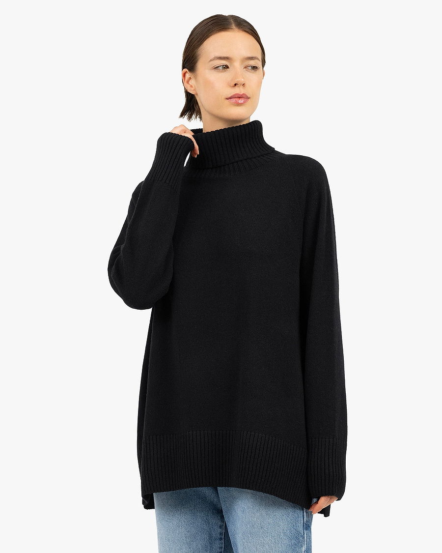 Mosel Maxi Turtleneck Sweater - Black Cashmere