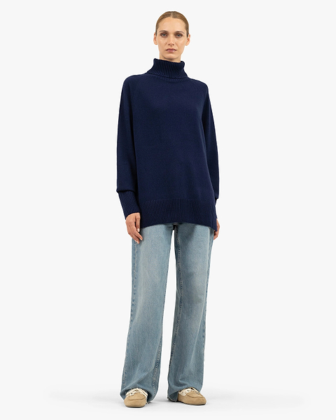 Mosel Maxi Turtleneck Sweater - Blue Cashmere
