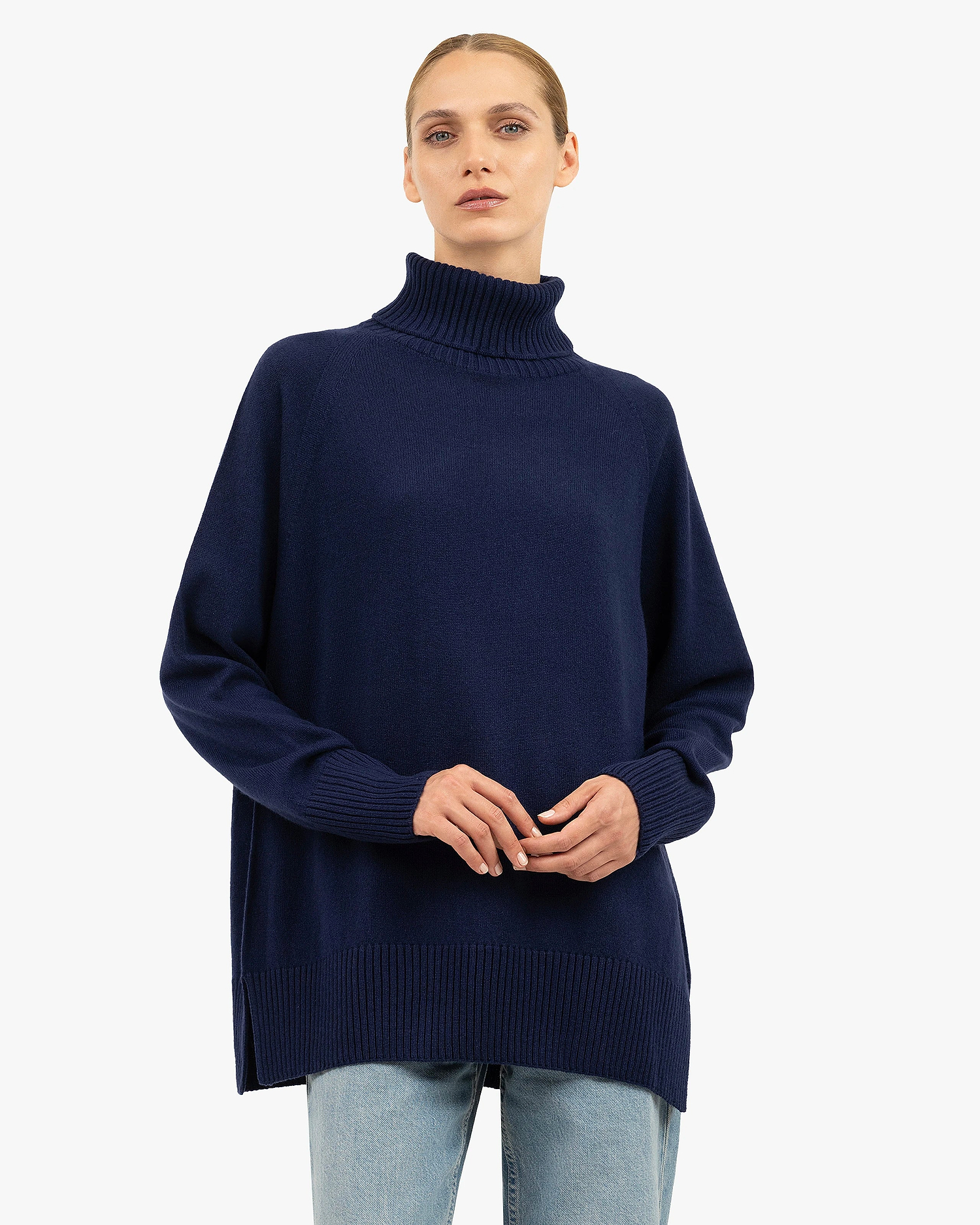 Mosel Maxi Turtleneck Sweater - Blue Cashmere