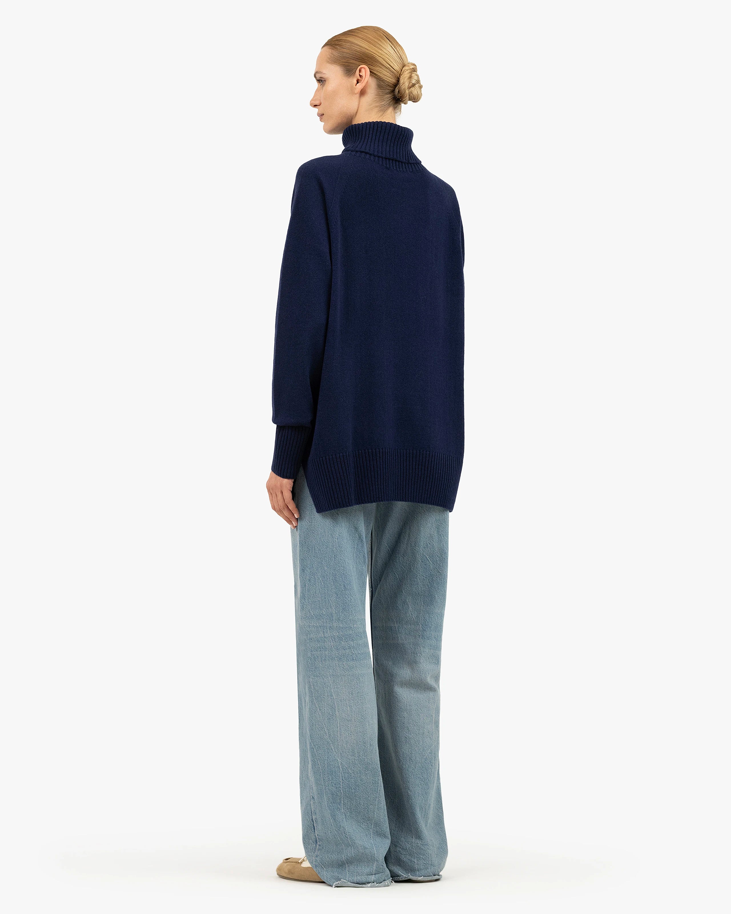 Mosel Maxi Turtleneck Sweater - Blue Cashmere