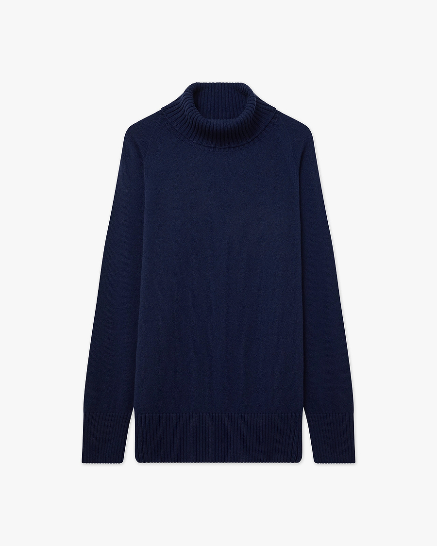 Mosel Maxi Turtleneck Sweater - Blue Cashmere