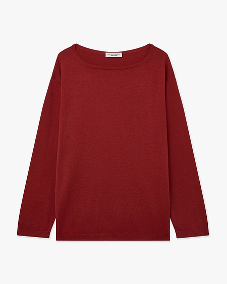 Oasi Boat Neck Sweater - Red Cotone