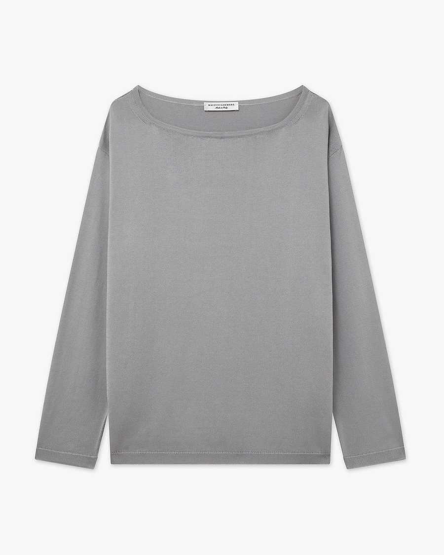 Oasi Boat Neck Sweater - Grey Cotone