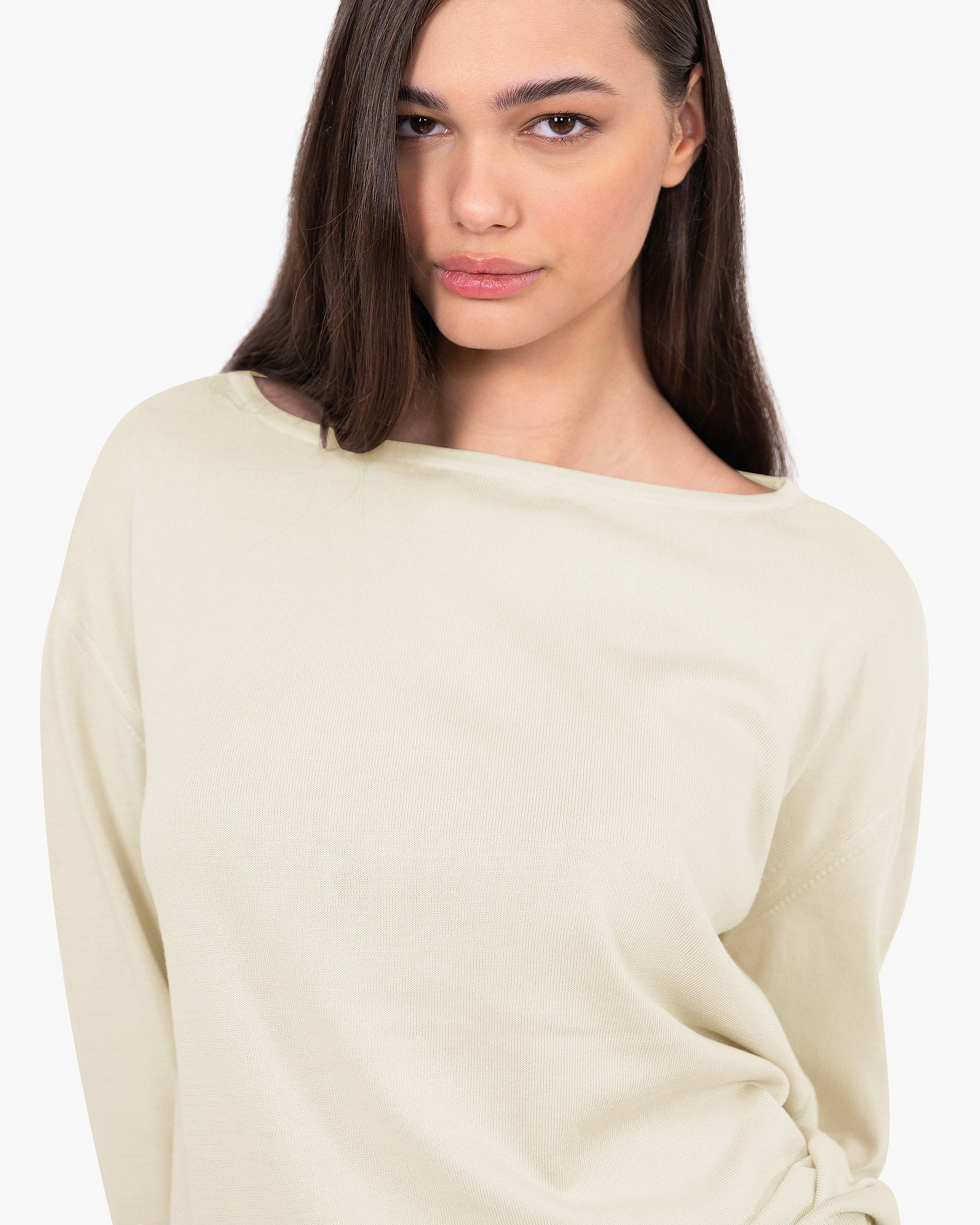 Oasi Boat Neck Sweater - Beige Cotone
