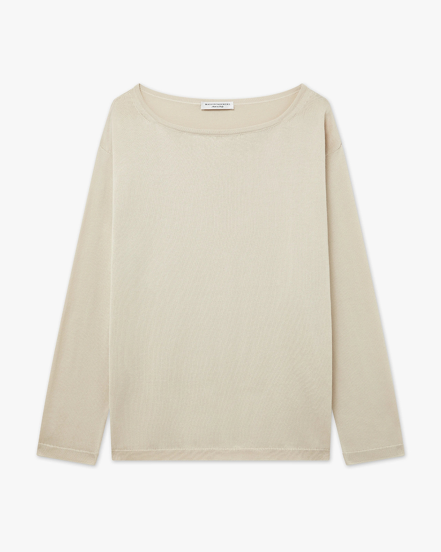 Oasi Boat Neck Sweater - Beige Cotone