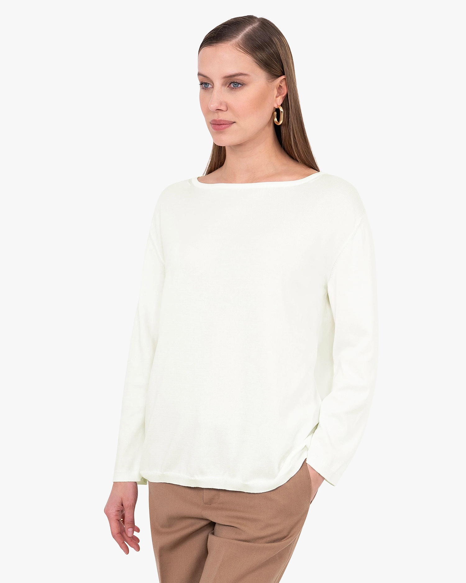 Oasi Boat Neck Sweater - White Cotone