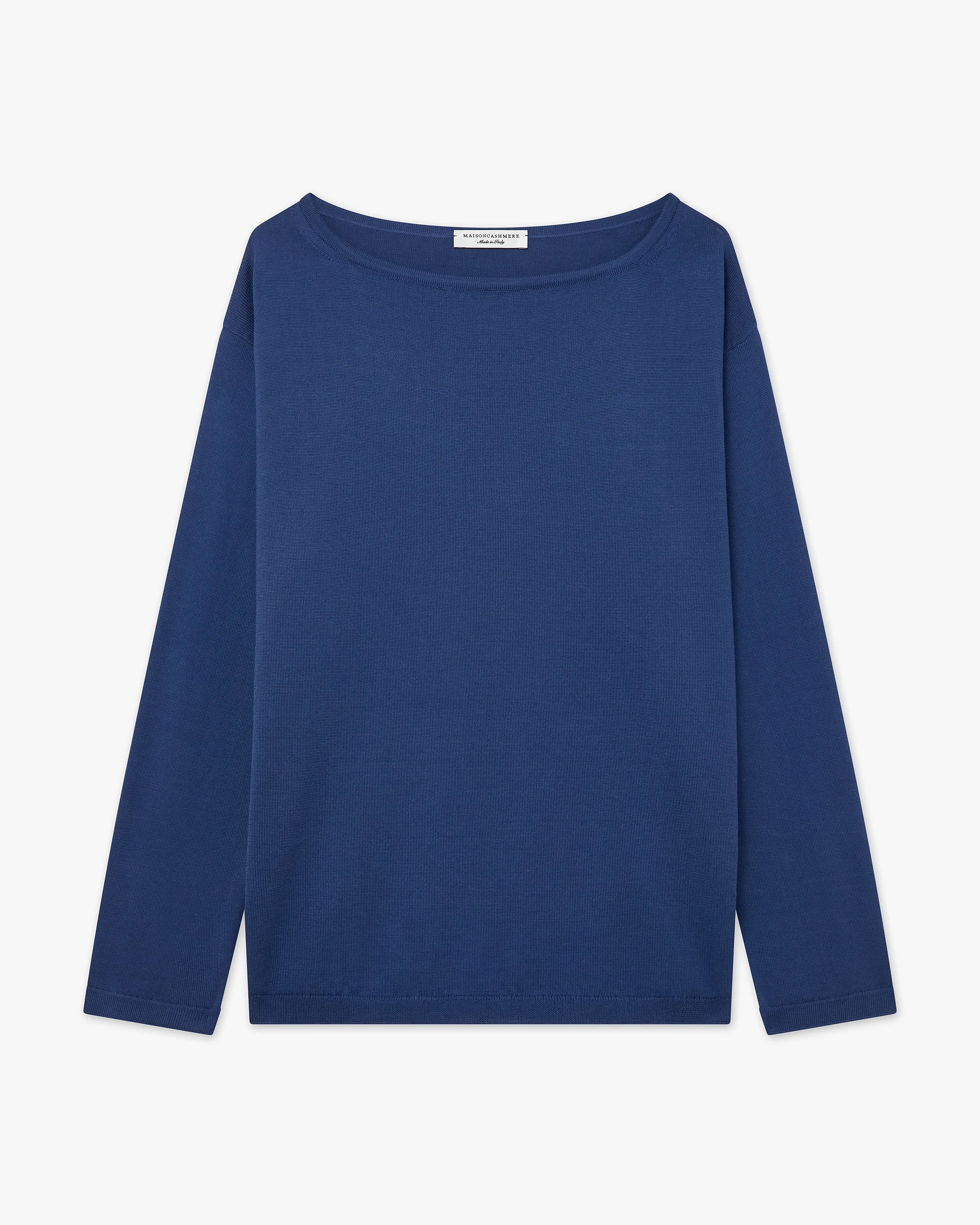 Oasi Boat Neck Sweater - Blue Cotone