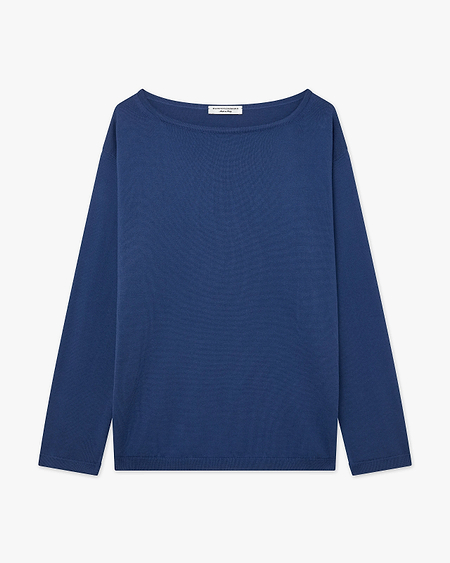 Oasi Boat Neck Sweater - Blue Cotone