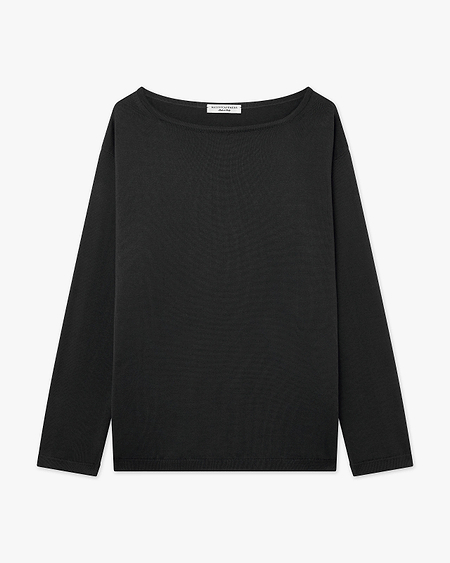 Oasi Boat Neck Sweater - Black Cotone