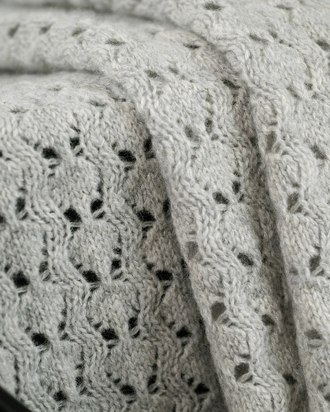 Openwork Baby Blanket - Light Grey Cashmere
