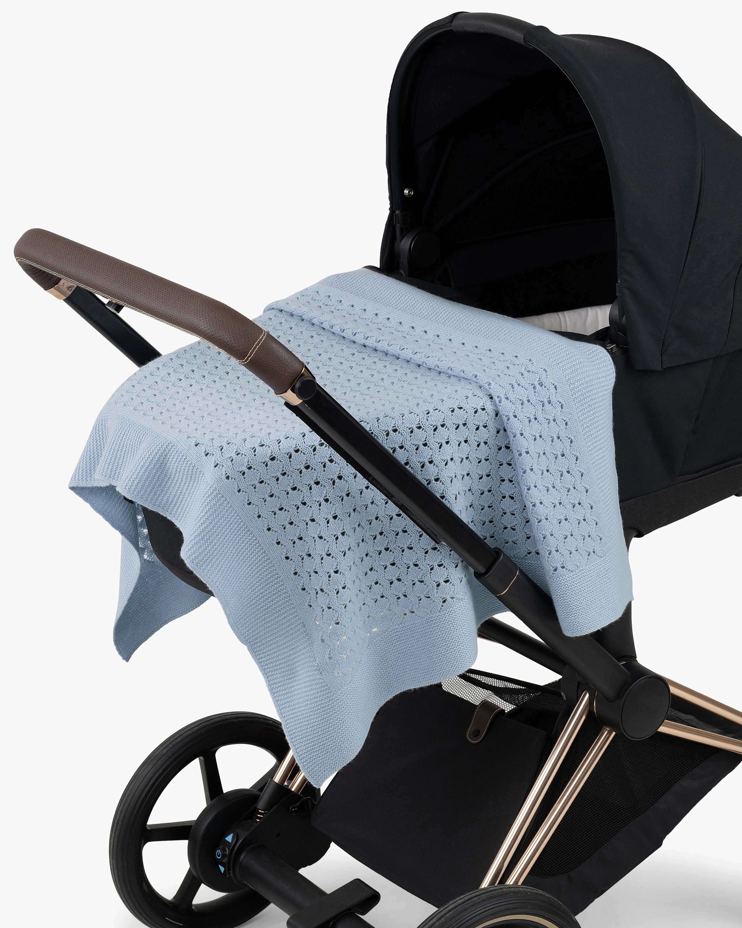 Openwork Baby Blanket - Light Blue Cashmere