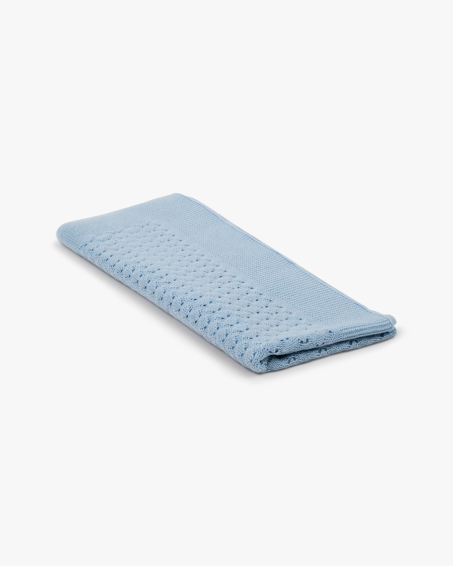 Openwork Baby Blanket - Light Blue Cashmere