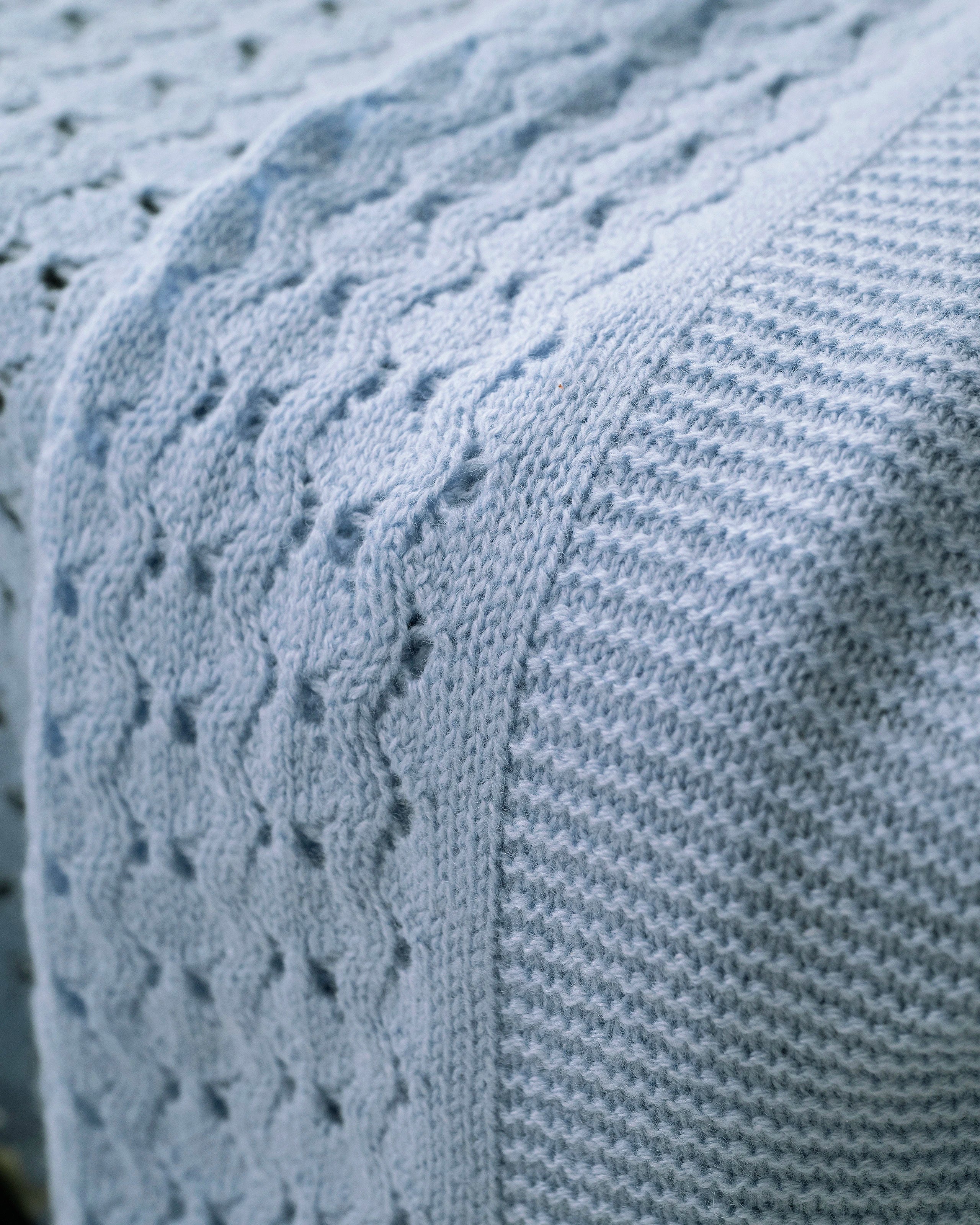 Openwork Baby Blanket - Light Blue Cashmere