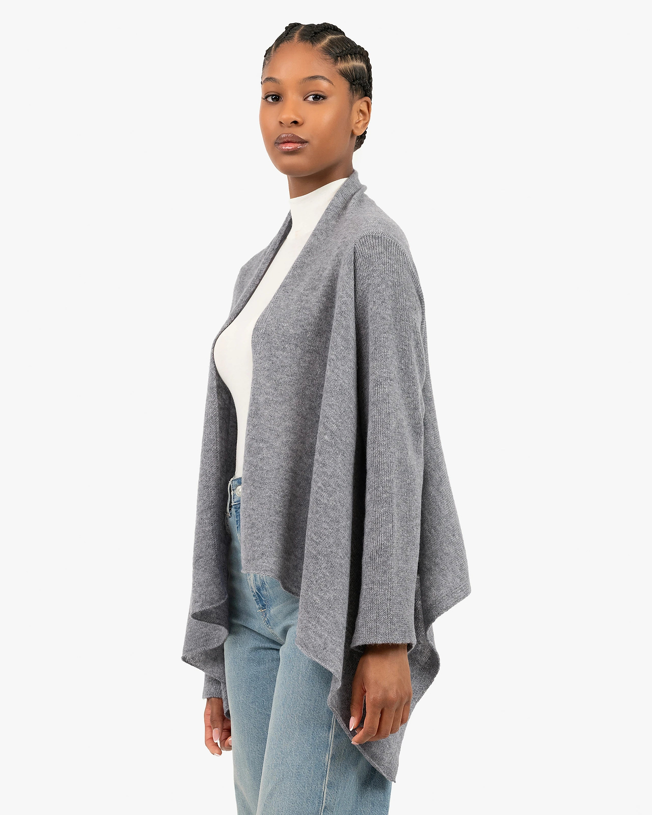 Ostuni Cashmere Cardigan Wrap - Medium Grey | MaisonCashmere