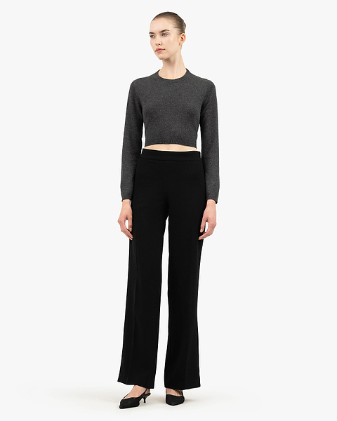 Ostuni Crop Sweater - Charcoal Cashmere