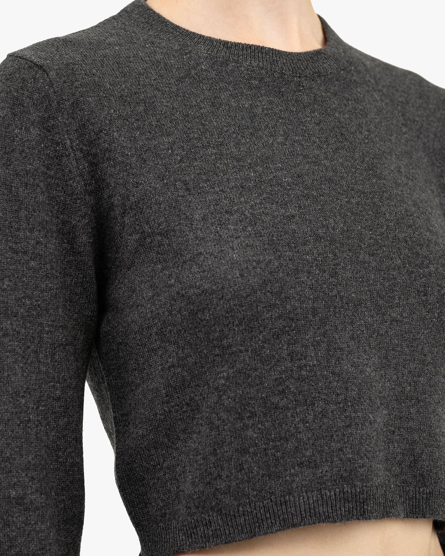 Ostuni Crop Sweater - Charcoal Cashmere