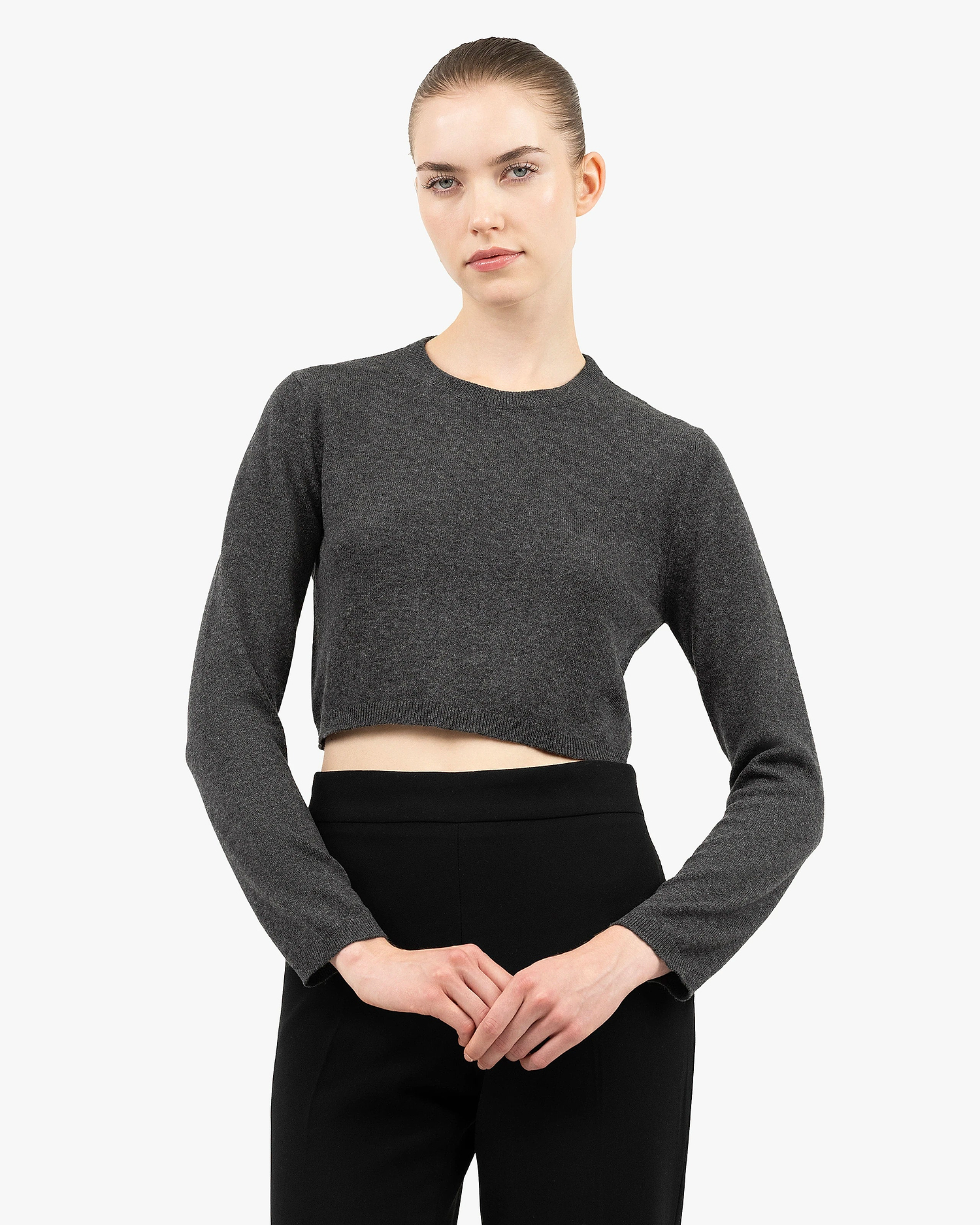 Ostuni Crop Sweater - Charcoal Cashmere