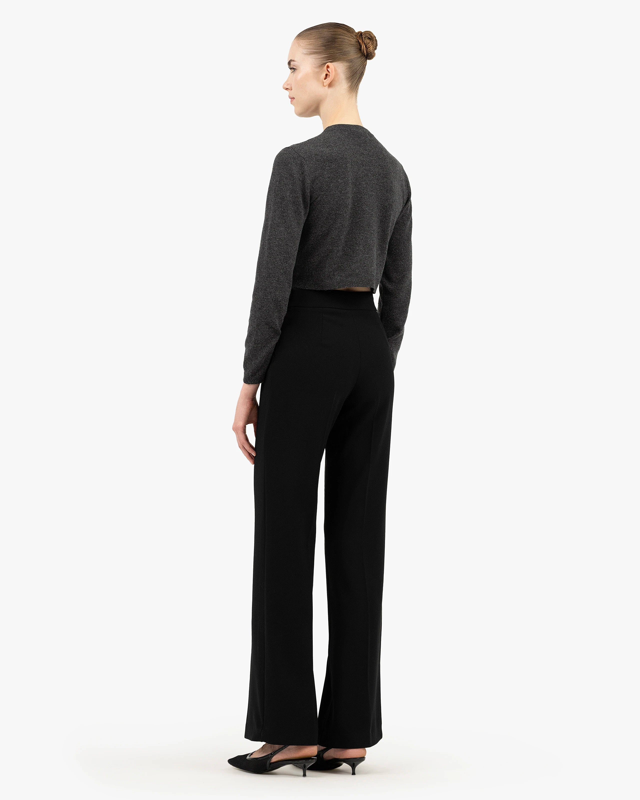 Ostuni Crop Sweater - Charcoal Cashmere