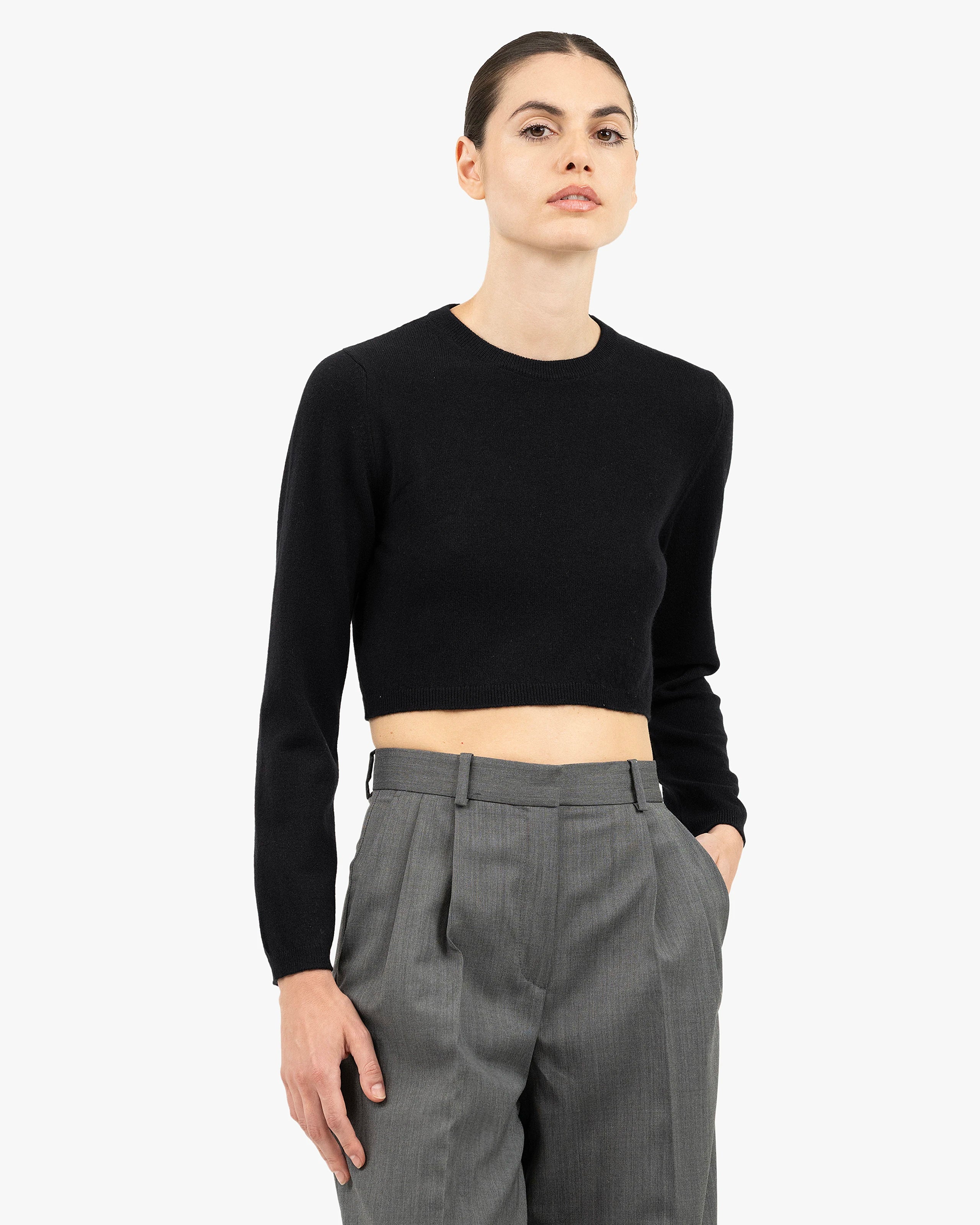 Ostuni Crop Sweater - Black Cashmere