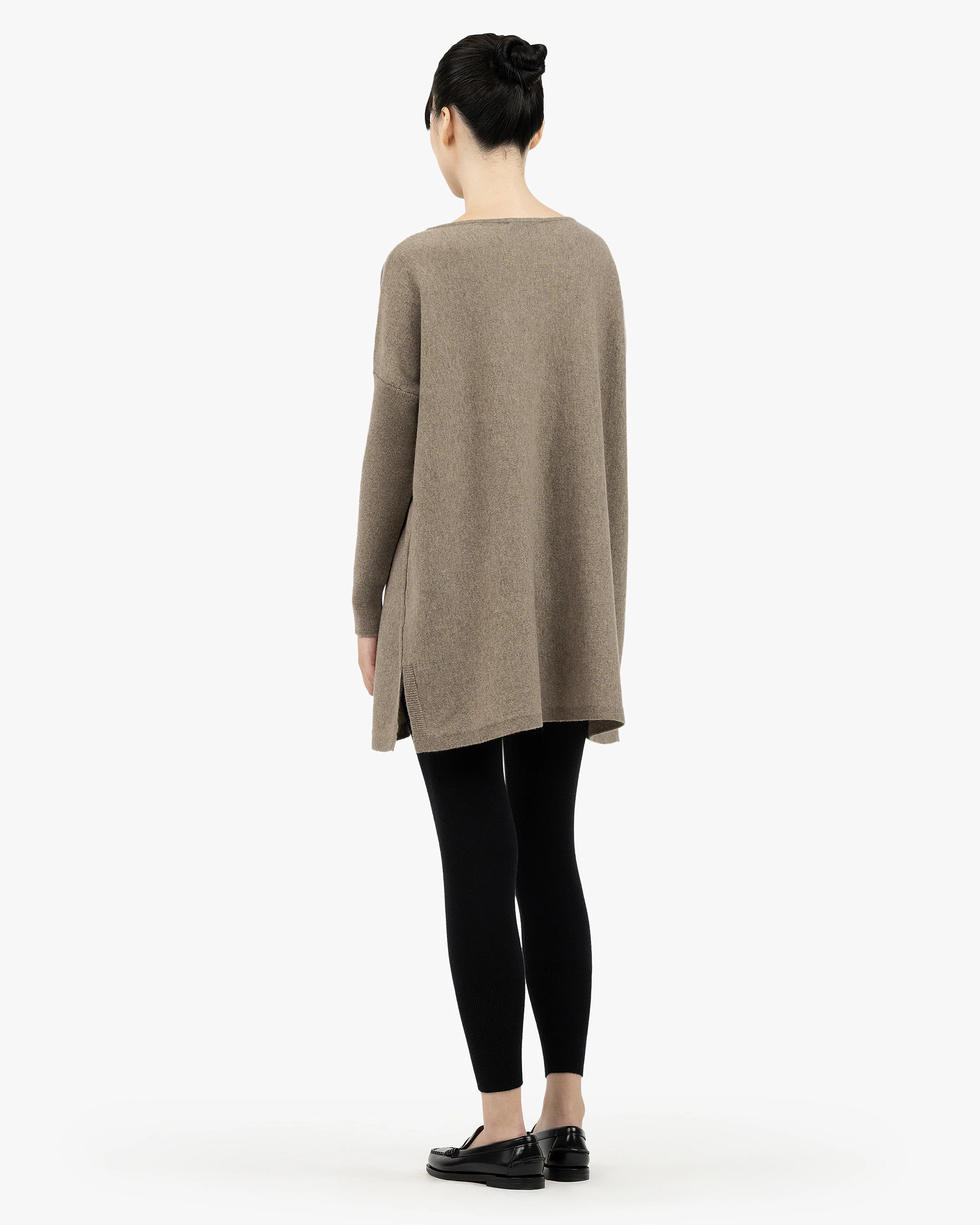 Palazzo Maxi Boat Neck Sweater - Taupe Cashmere