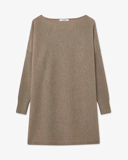 Palazzo Maxi Boat Neck Sweater - Taupe Cashmere
