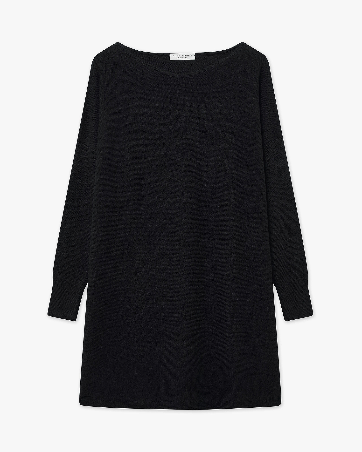 Palazzo Maxi Boat Neck Sweater - Black Cashmere