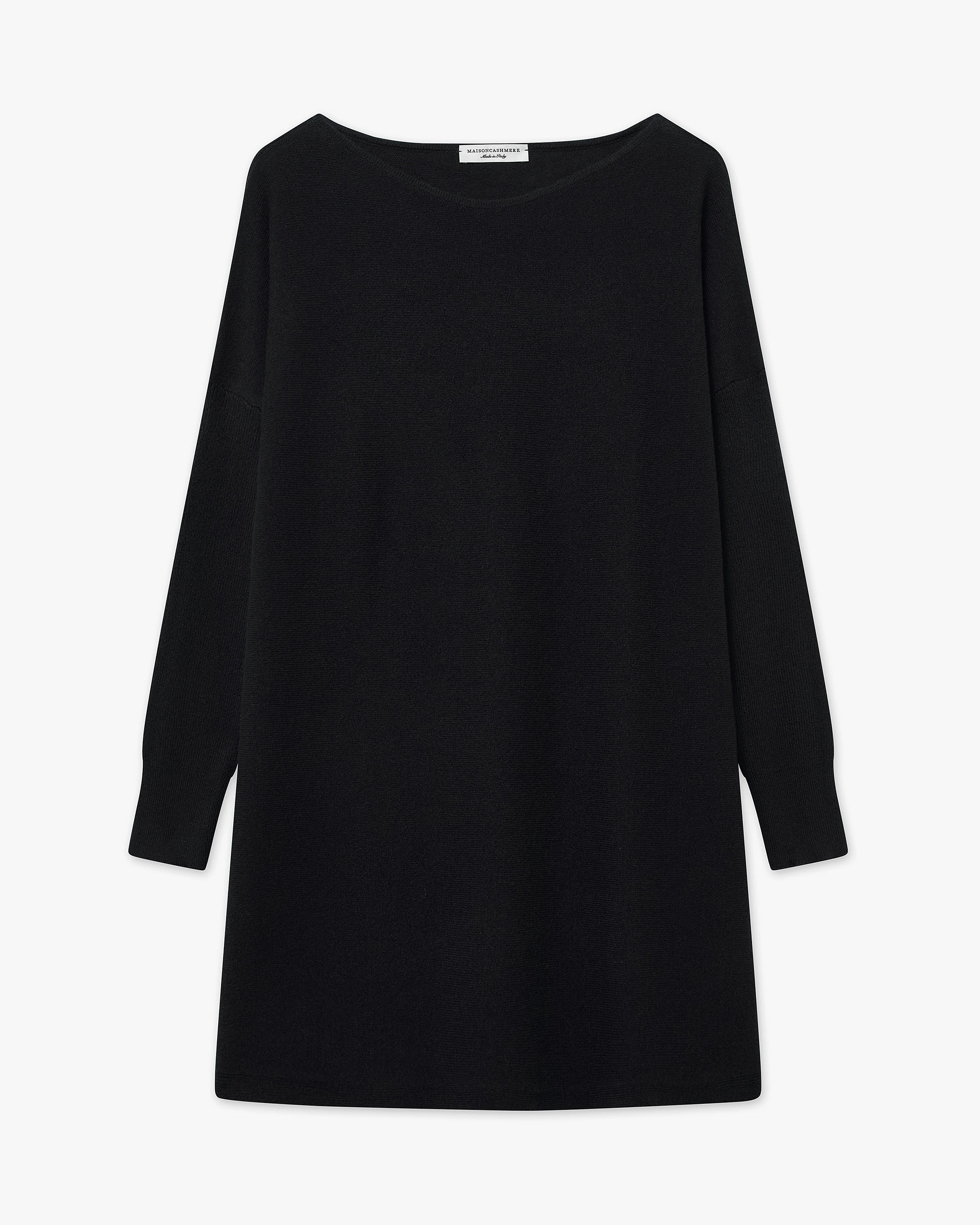 Palazzo Maxi Boat Neck Sweater - Black Cashmere