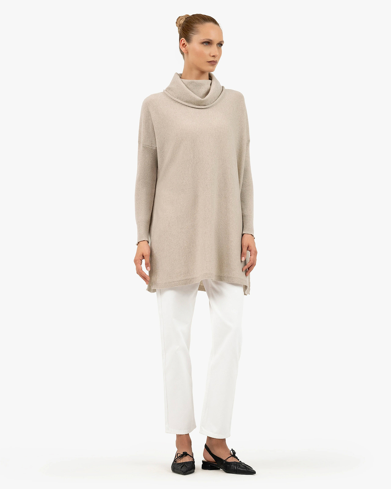 Palazzo Maxi Cowl Neck - Beige Cashmere