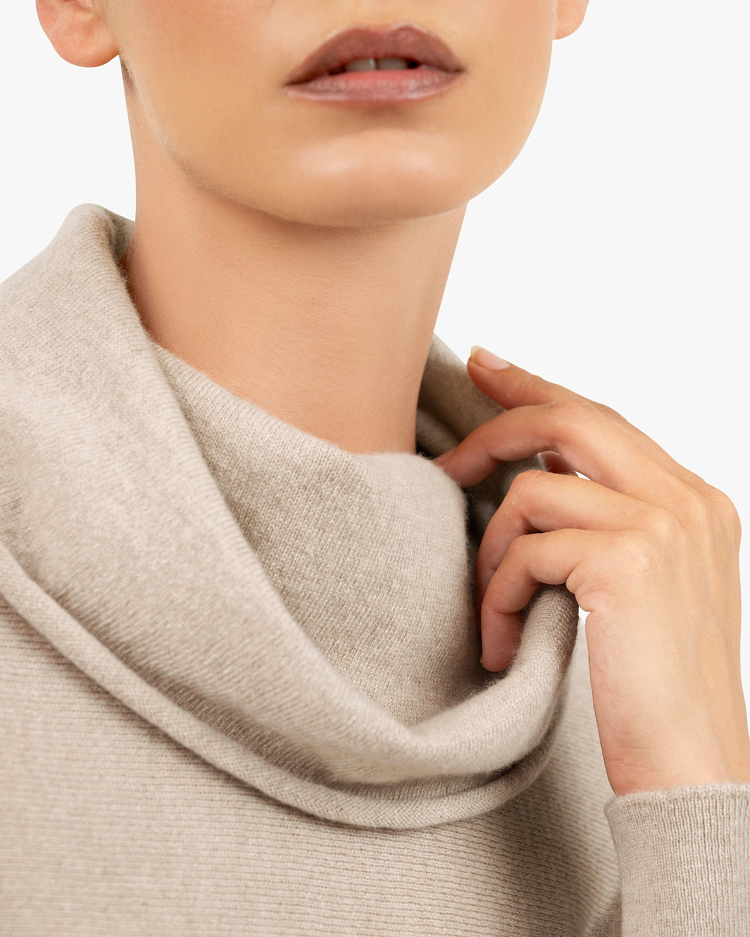 Palazzo Maxi Cowl Neck - Beige Cashmere