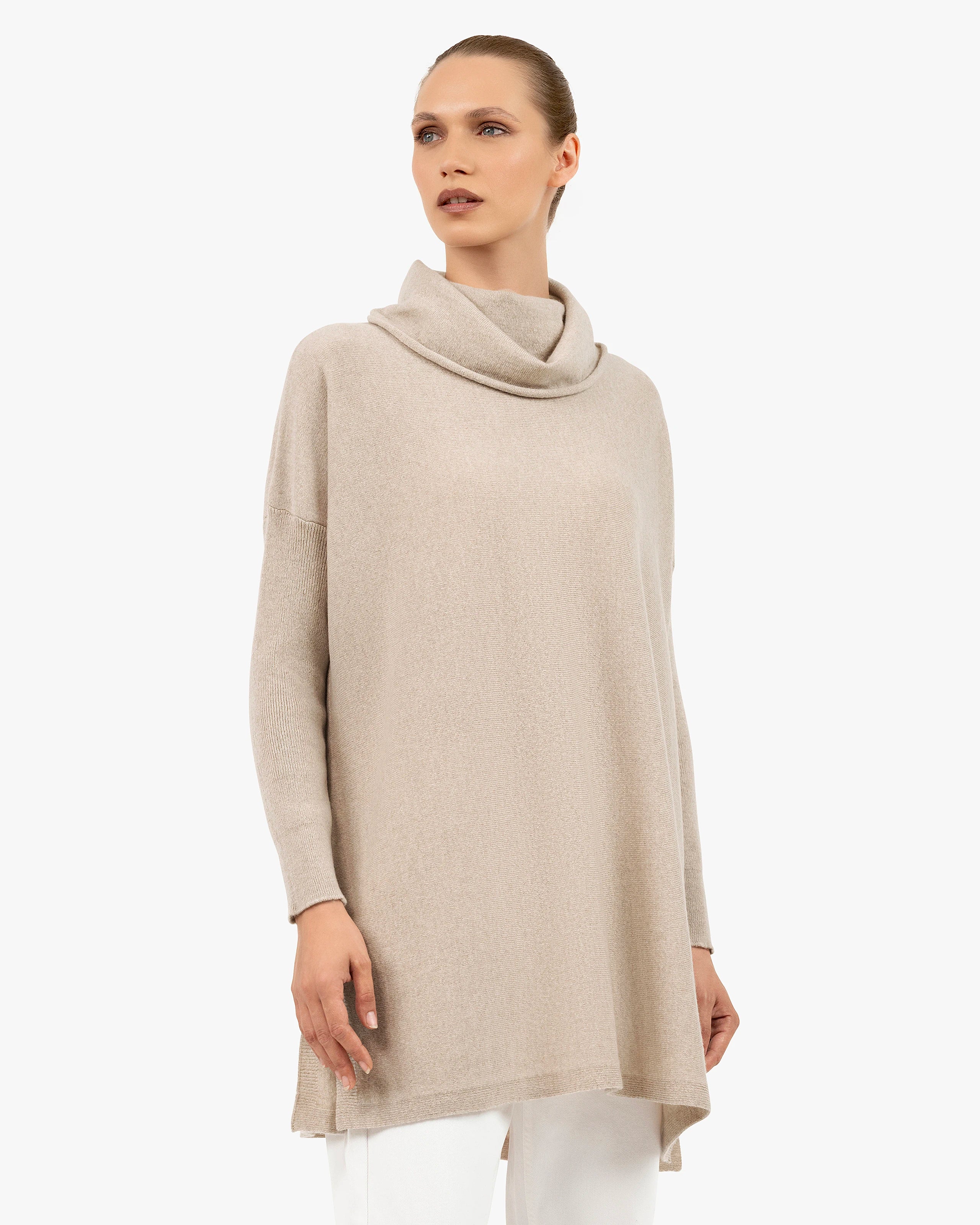 Palazzo Maxi Cowl Neck - Beige Cashmere