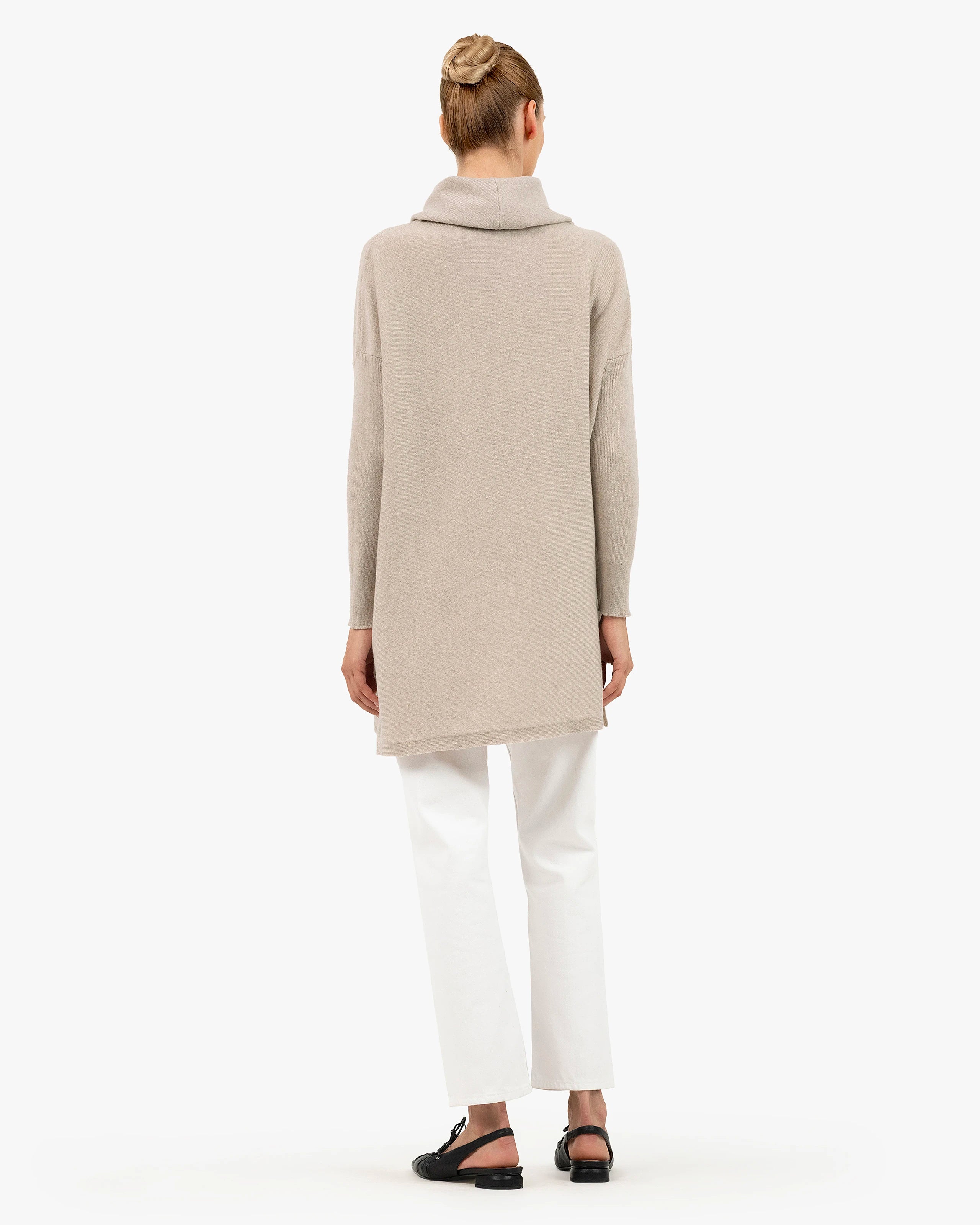 Palazzo Maxi Cowl Neck - Beige Cashmere
