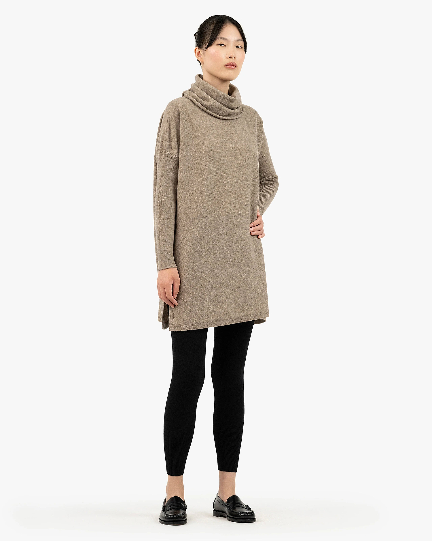 Palazzo Maxi Cowl Neck - Taupe Cashmere