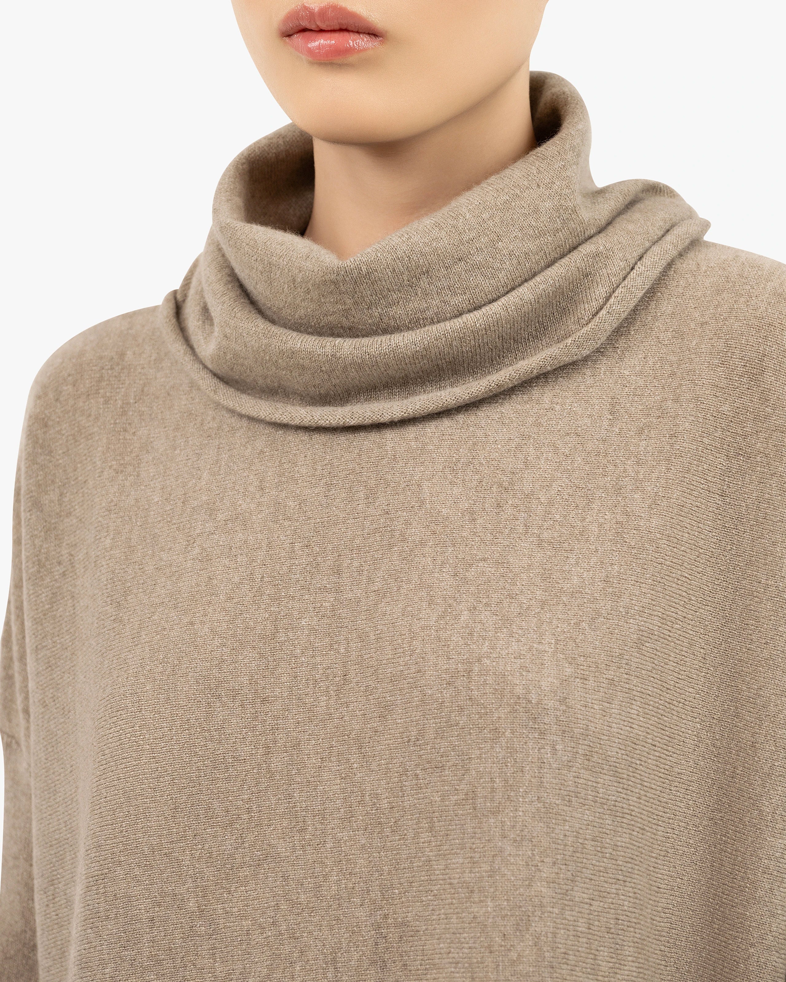 Palazzo Maxi Cowl Neck - Taupe Cashmere