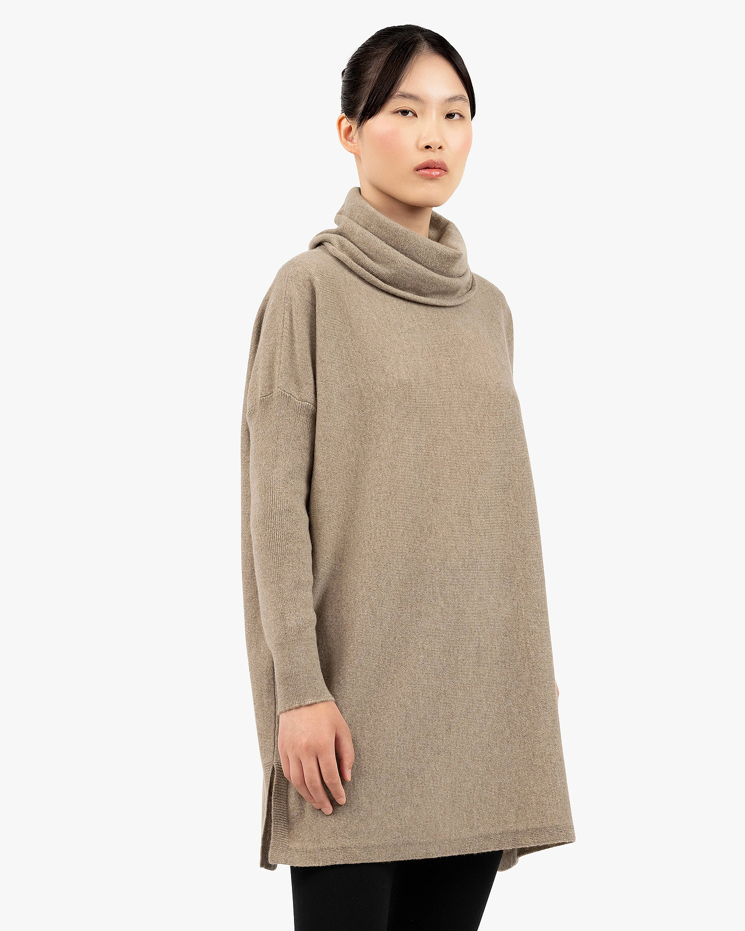 Palazzo Maxi Cowl Neck - Taupe Cashmere