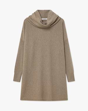 Palazzo Maxi Wasserfallkragen Pullover - Taupe