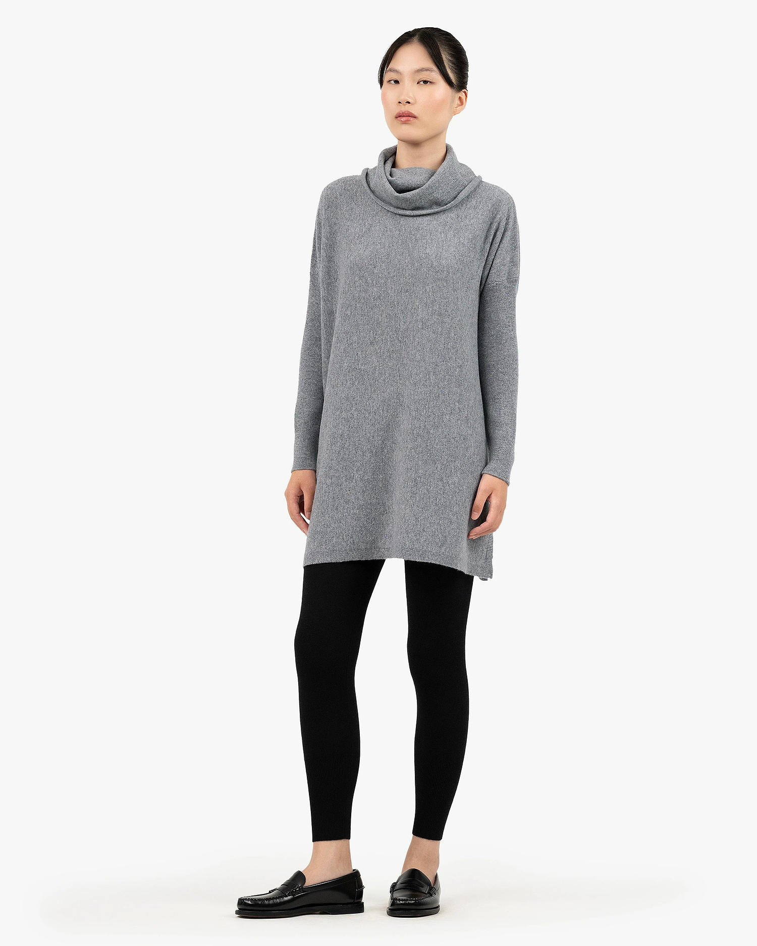 Palazzo Maxi Cowl Neck - Medium Grey Cashmere