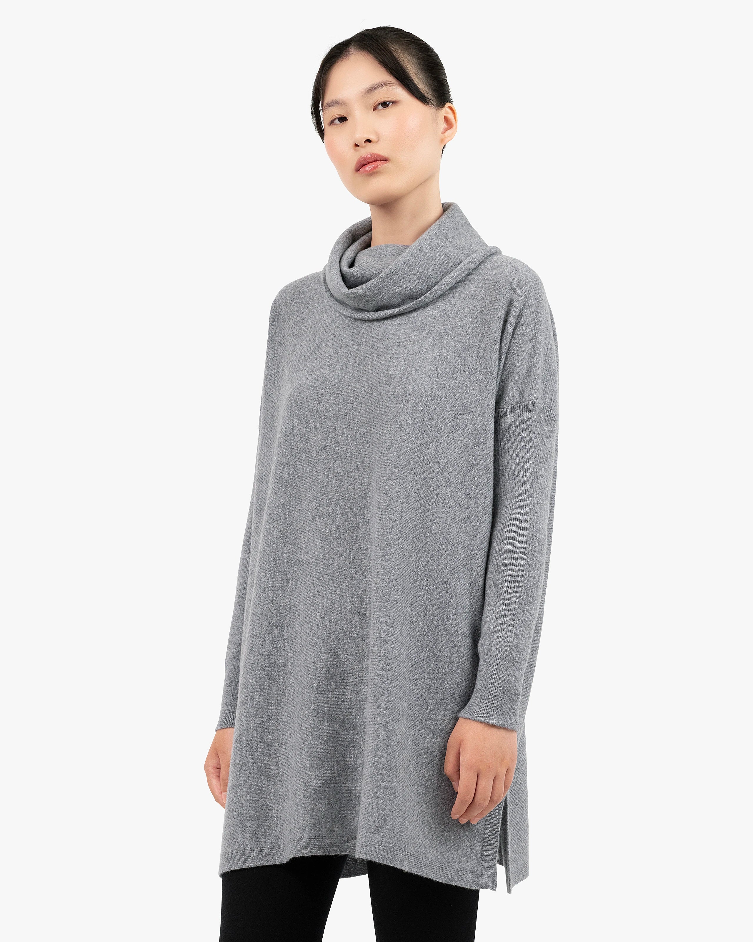 Palazzo Maxi Cowl Neck - Medium Grey Cashmere