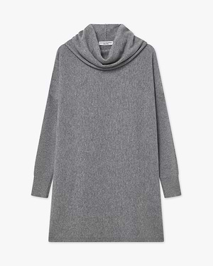 Palazzo Maxi Wasserfallkragen Pullover - Mittelgrau