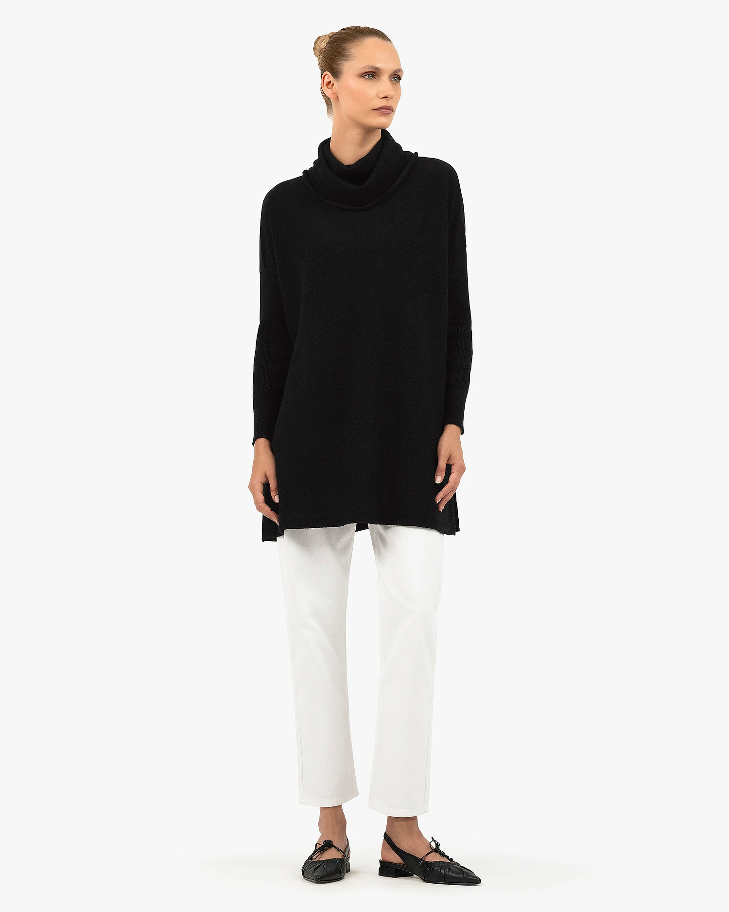 Palazzo Maxi Cowl Neck - Black Cashmere