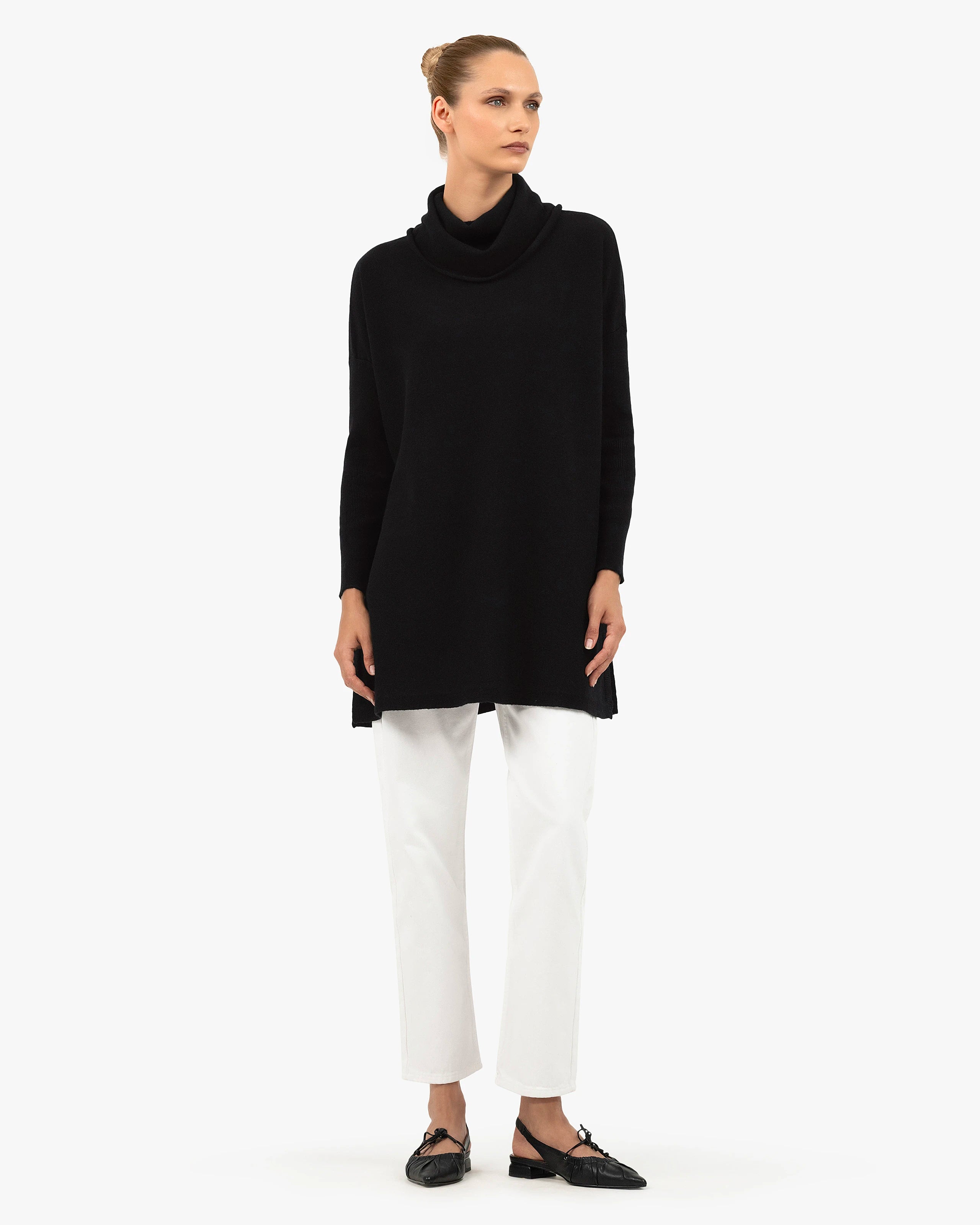 Palazzo Maxi Cowl Neck - Black Cashmere